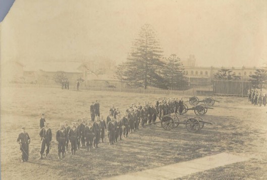 "Naval Brigade of Parade in Grounds at Watt Street Hospital, Newcastle". Source: Newcastle: Hunter Photobank.Date unknown.