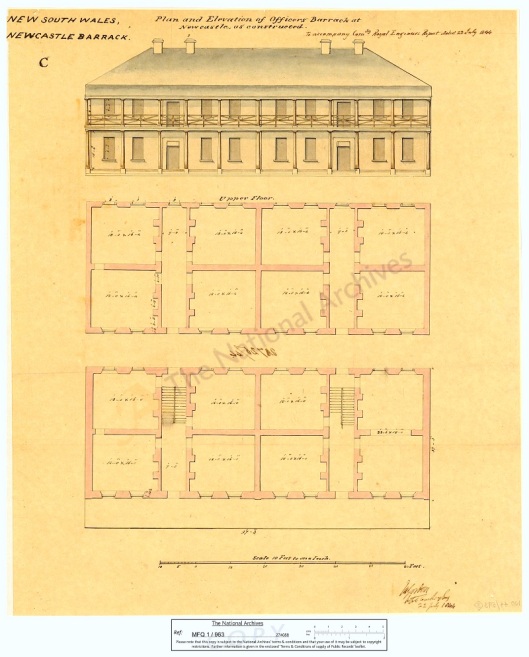 Source: "Newcastle Barracks, NSW." In  MFQ1/963 (4). The National Archives, United Kingdom, 1844